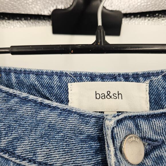 Ba&sh Jeans Blue Medium Wash Mid-Rise Straight Tapered Ankle Crop Denim Size 2 - Picture 3 of 7